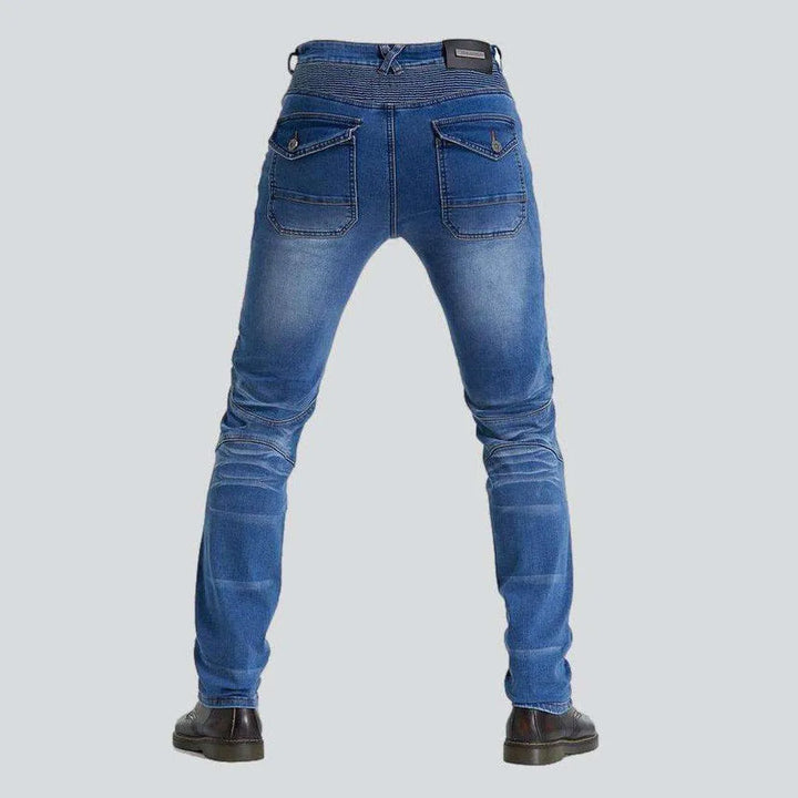 Casual men's biker denim pants