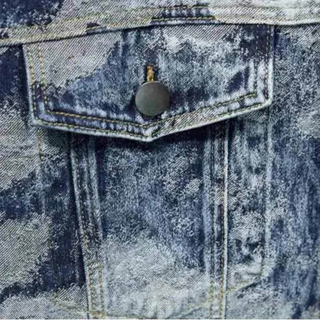 Two tone painted street men's denim jacket