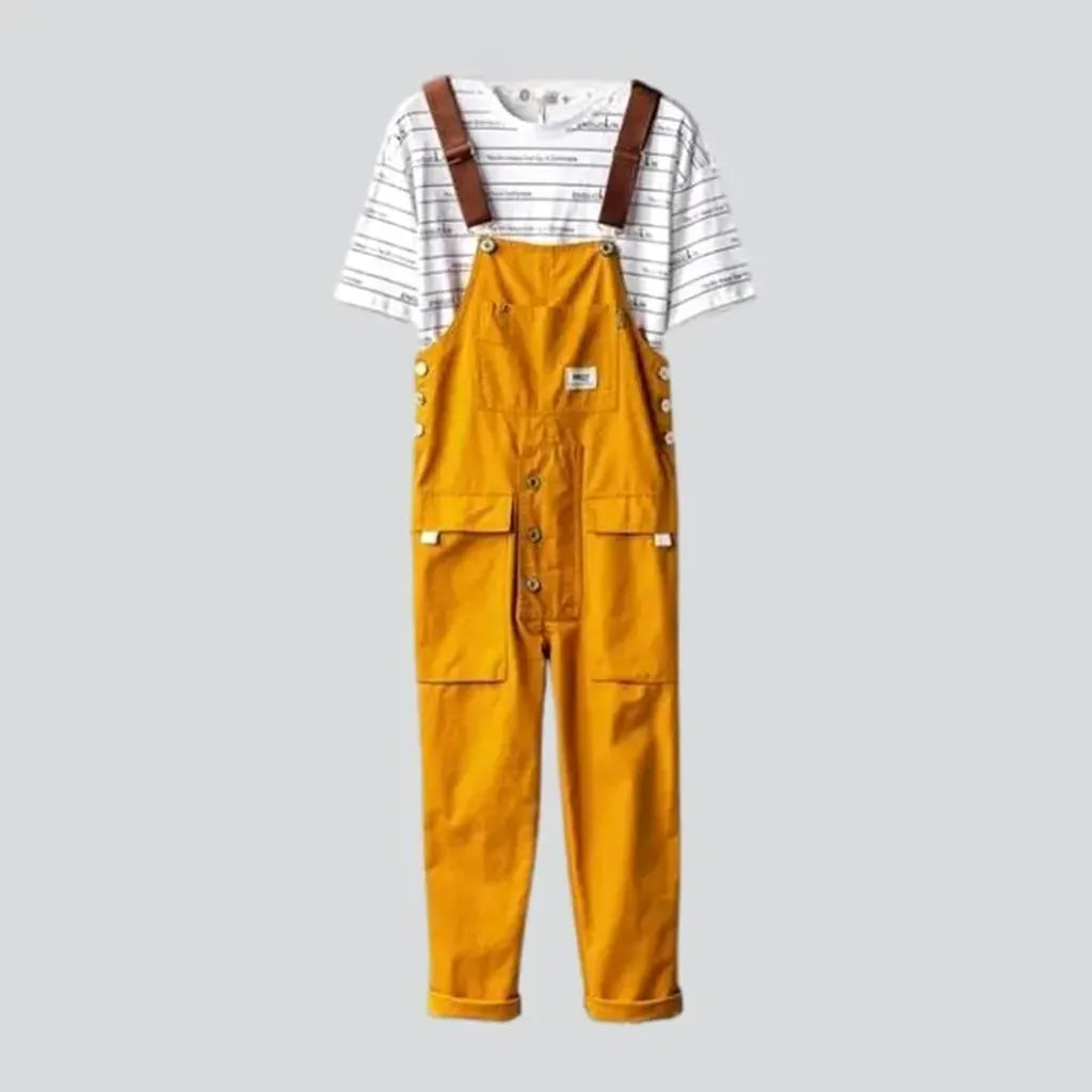 Baggy color men's jean jumpsuit