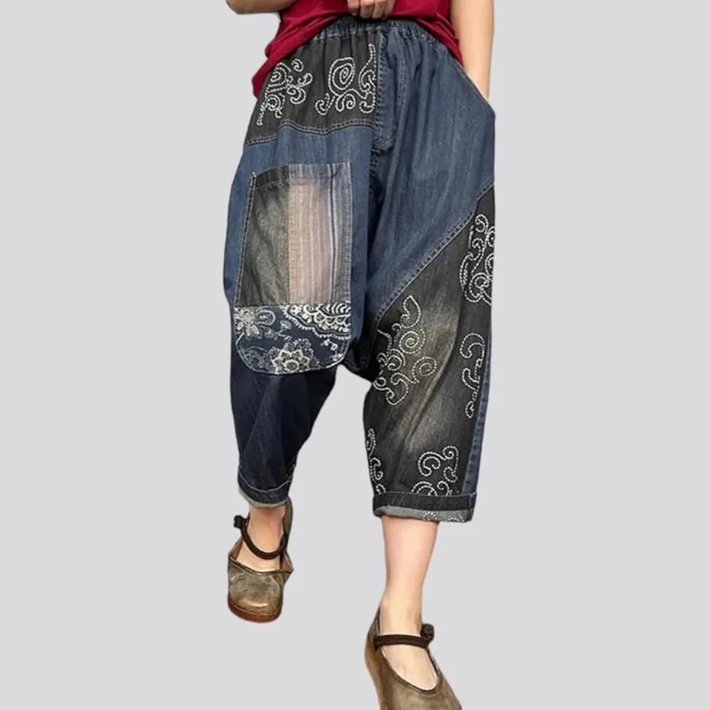 Harem baggy denim pants for ladies