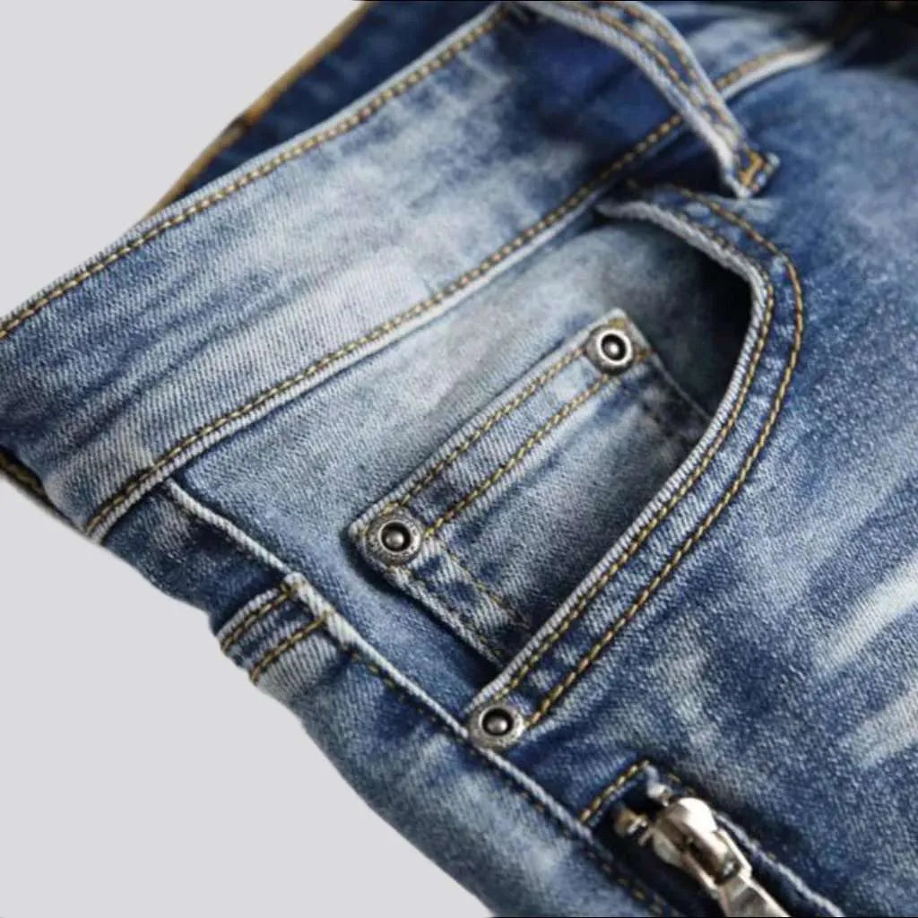 Biker men's sanded jeans