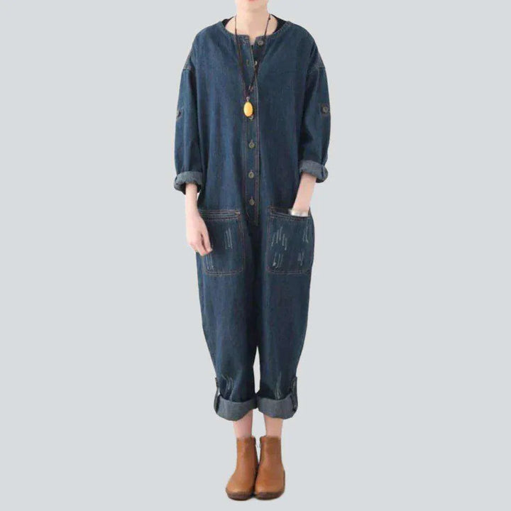 Street jean jumpsuit for ladies