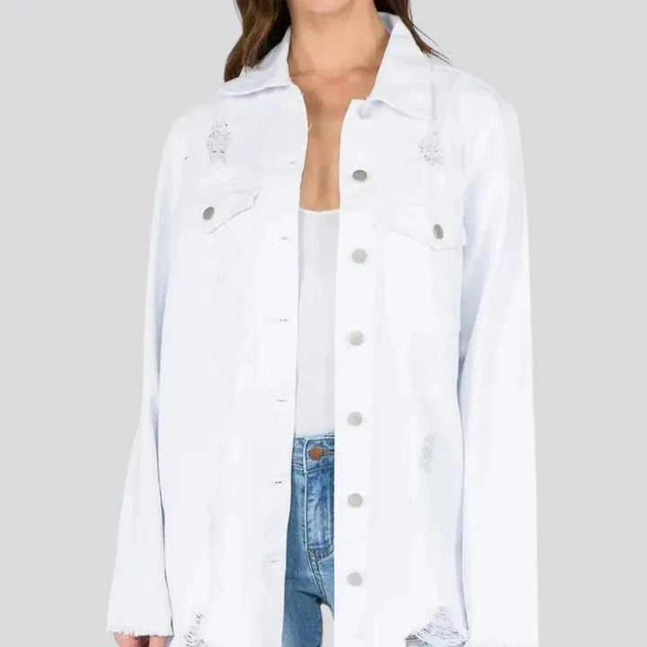 Fashion forward long fit women's denim shirt