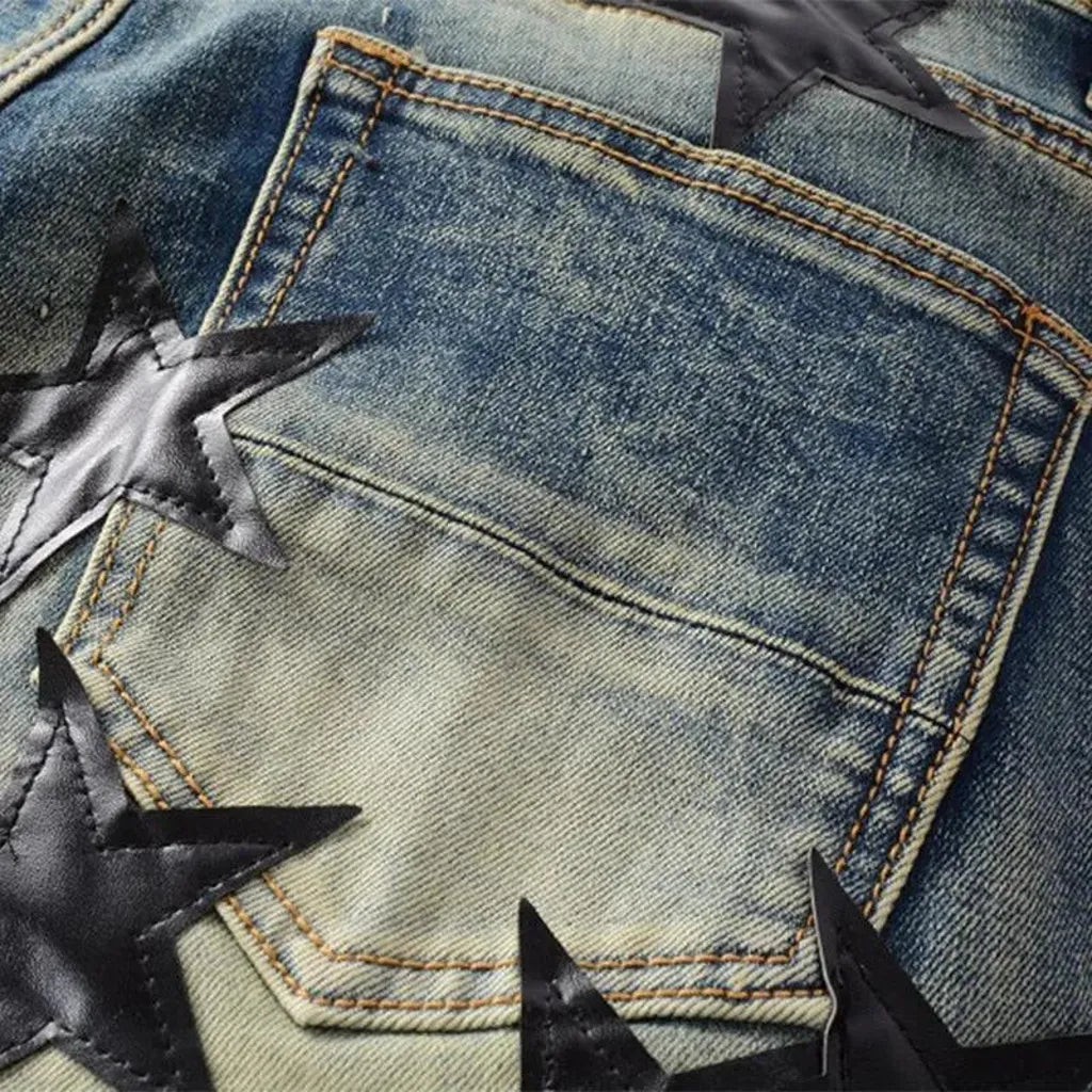 Stars-embroidery embroidered jeans