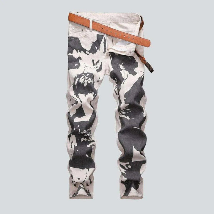 Black print sand color jeans | Jeans4you.shop