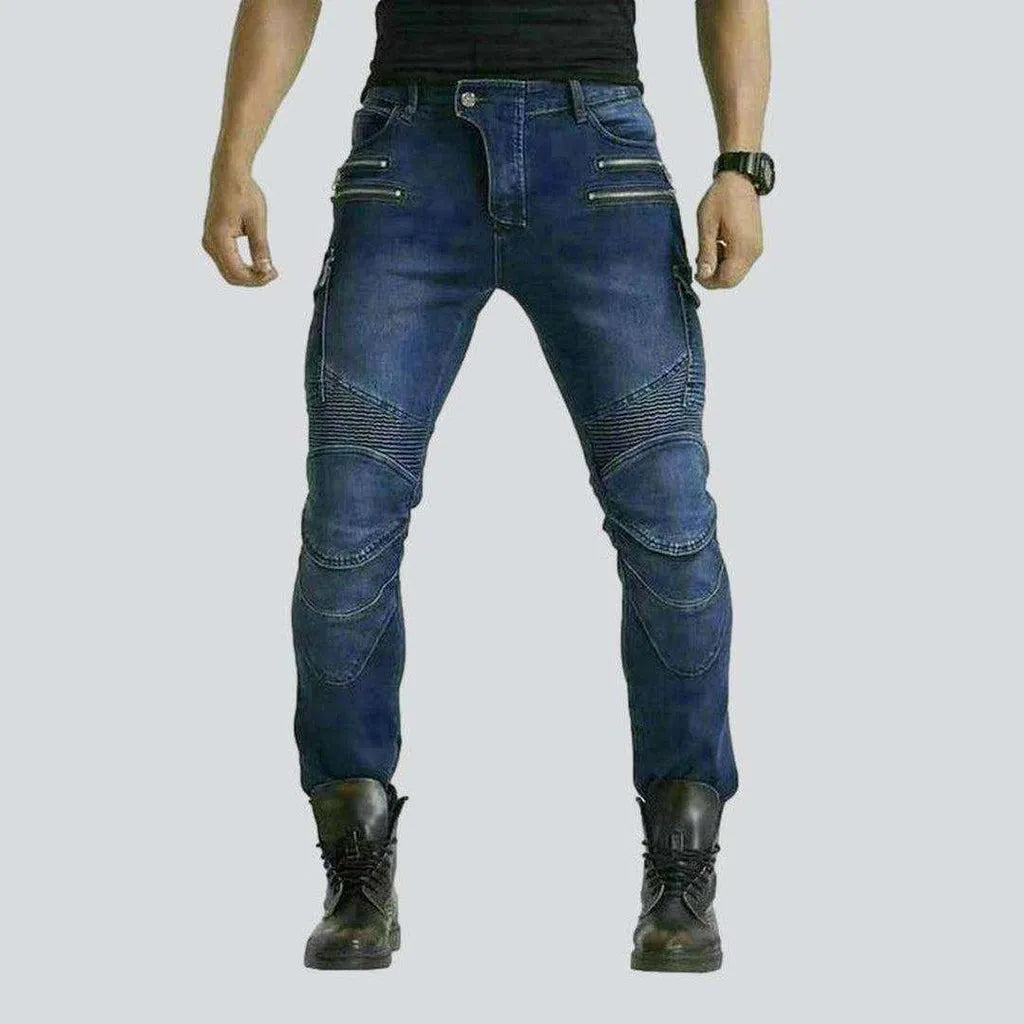 Dark blue men's biker jeans | Jeans4you.shop