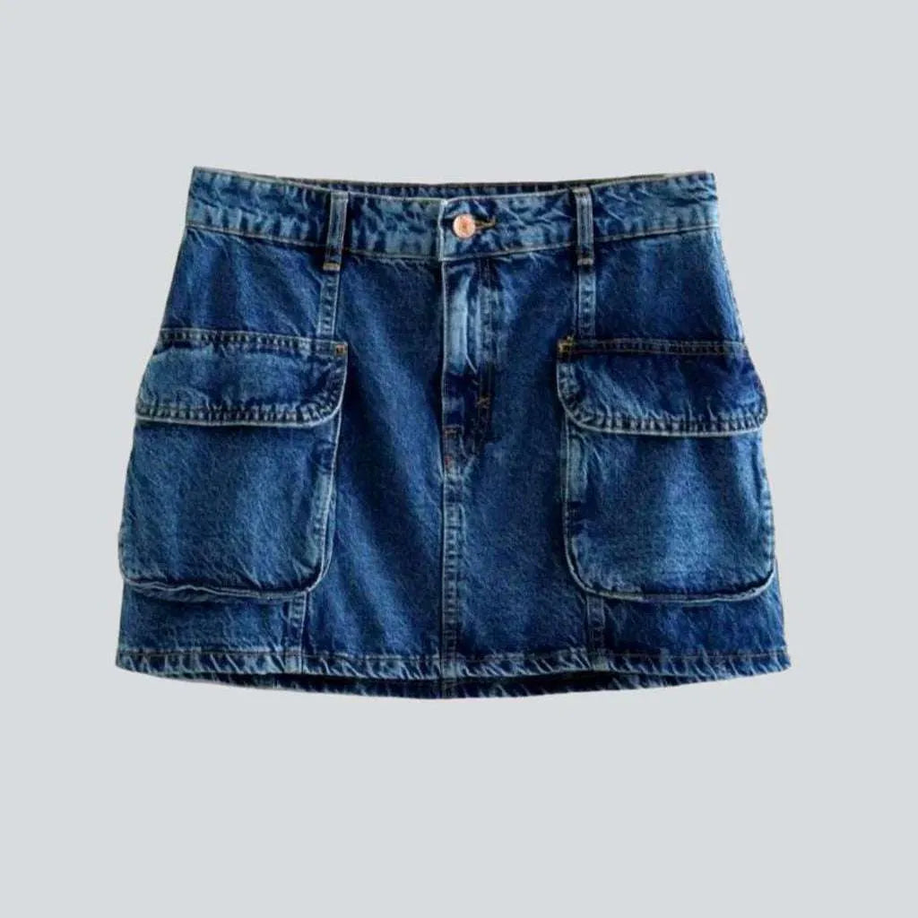 Dark wash cargo denim skirt | Jeans4you.shop
