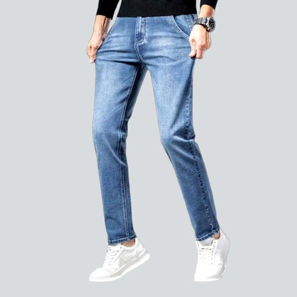 Diagonal pocket sanded men's jeans | Jeans4you.shop