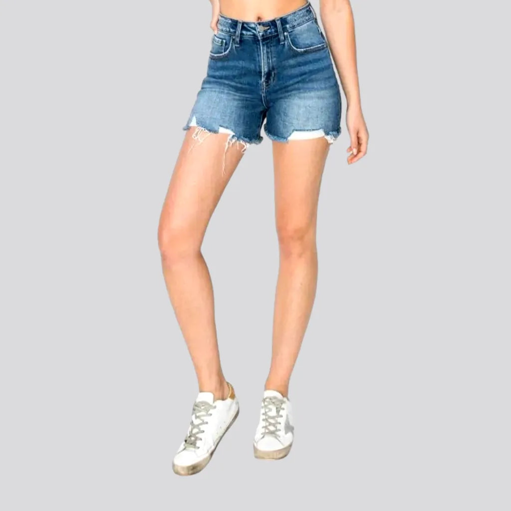 Distressed high-waist denim shorts for ladies | Jeans4you.shop