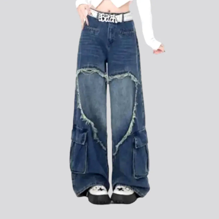 Embroidered baggy jeans for ladies | Jeans4you.shop