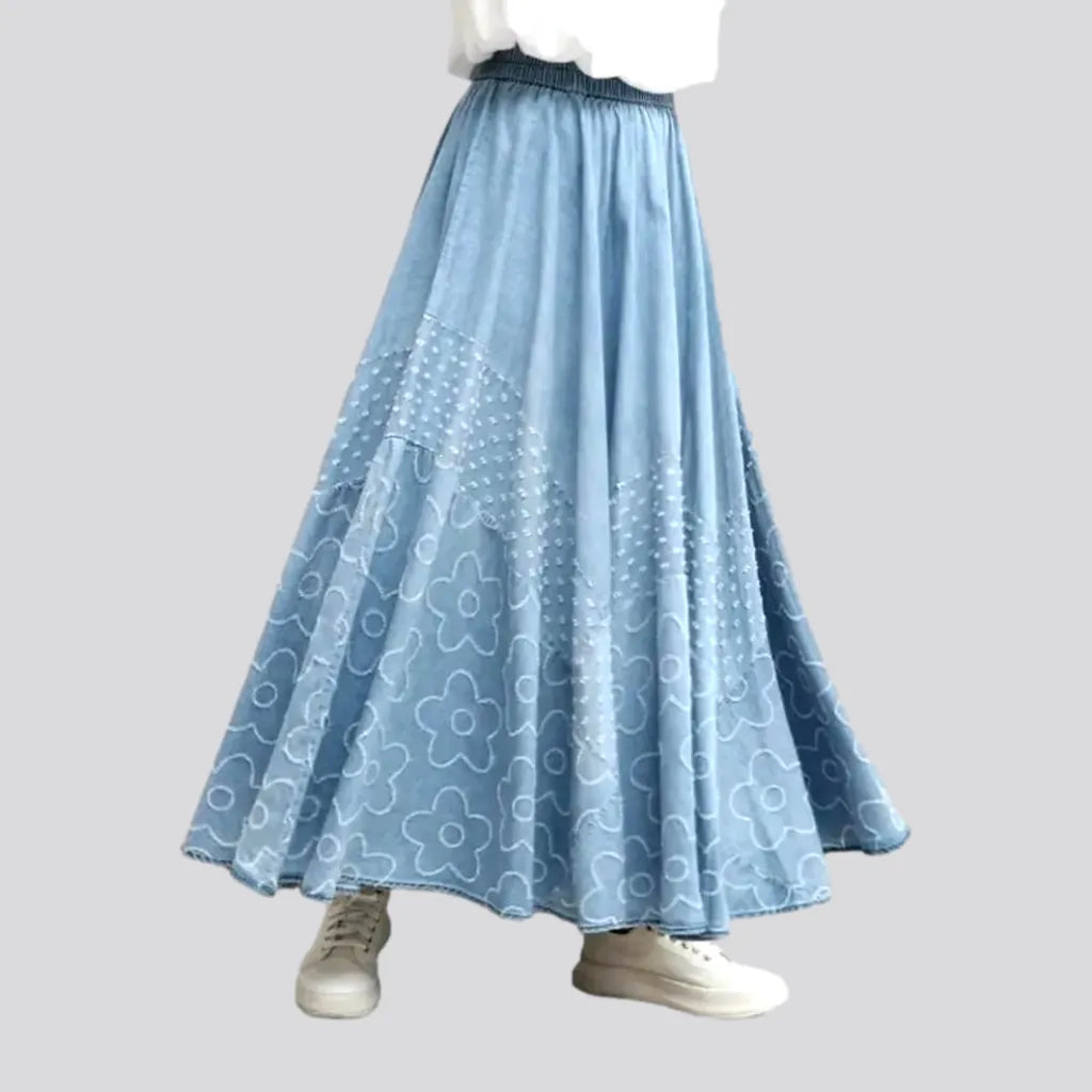 Embroidered long women's jeans skirt | Jeans4you.shop