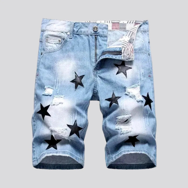 Embroidered sanded jeans shorts for men | Jeans4you.shop