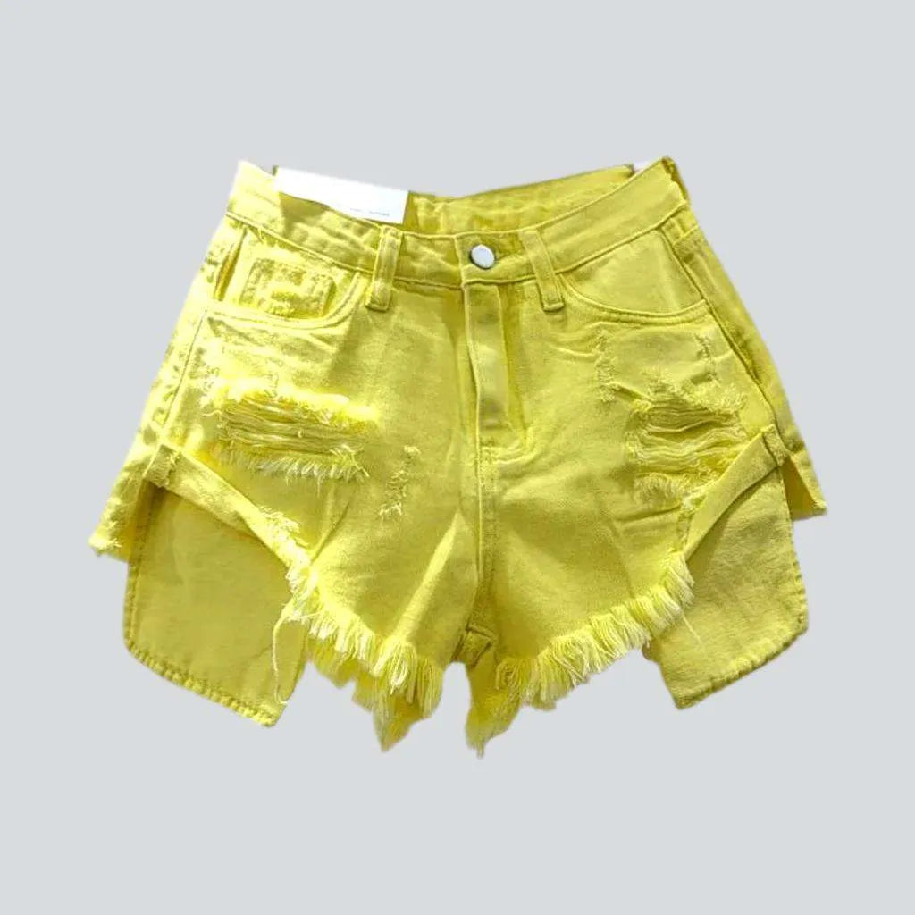 Exposed pockets distressed denim shorts | Jeans4you.shop