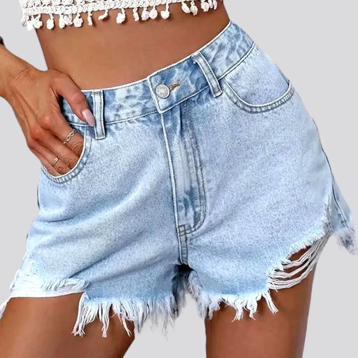 Frayed-hem distressed jeans shorts for ladies | Jeans4you.shop