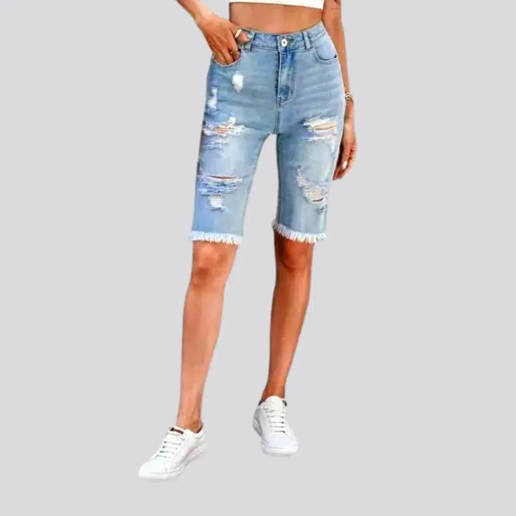 Frayed-hem knee-length jean shorts
 for ladies | Jeans4you.shop