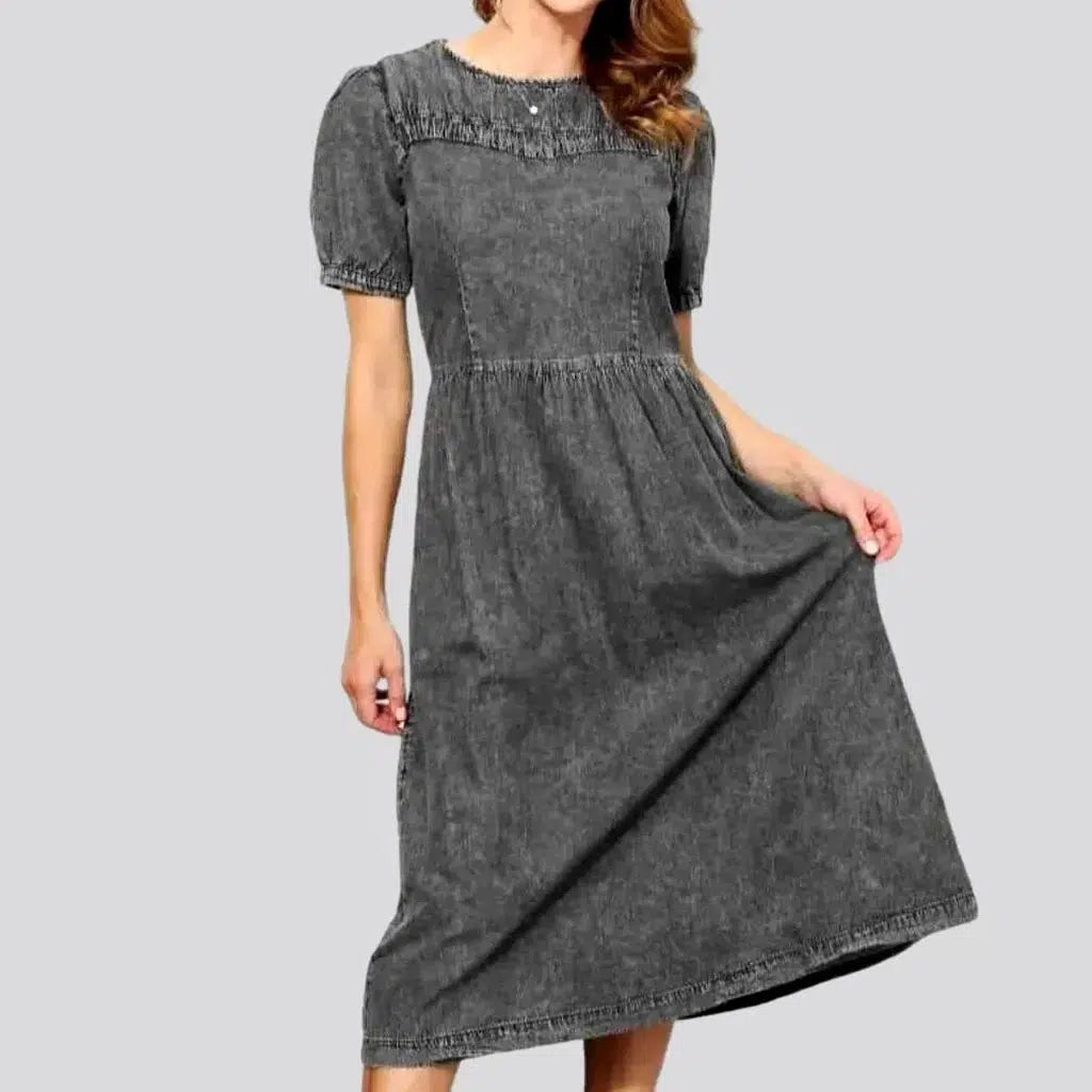 Grey pull-on women's denim dress | Jeans4you.shop