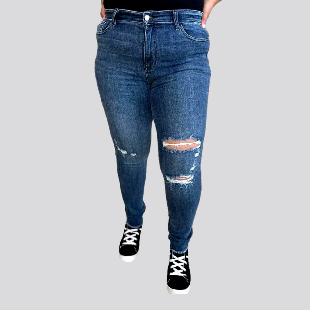 Grunge dark-wash jeans for ladies | Jeans4you.shop