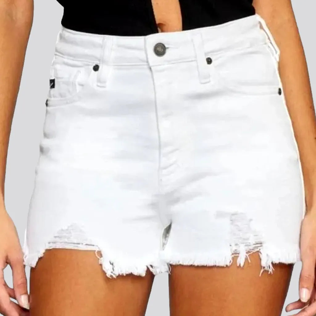 Grunge distressed denim shorts for ladies | Jeans4you.shop