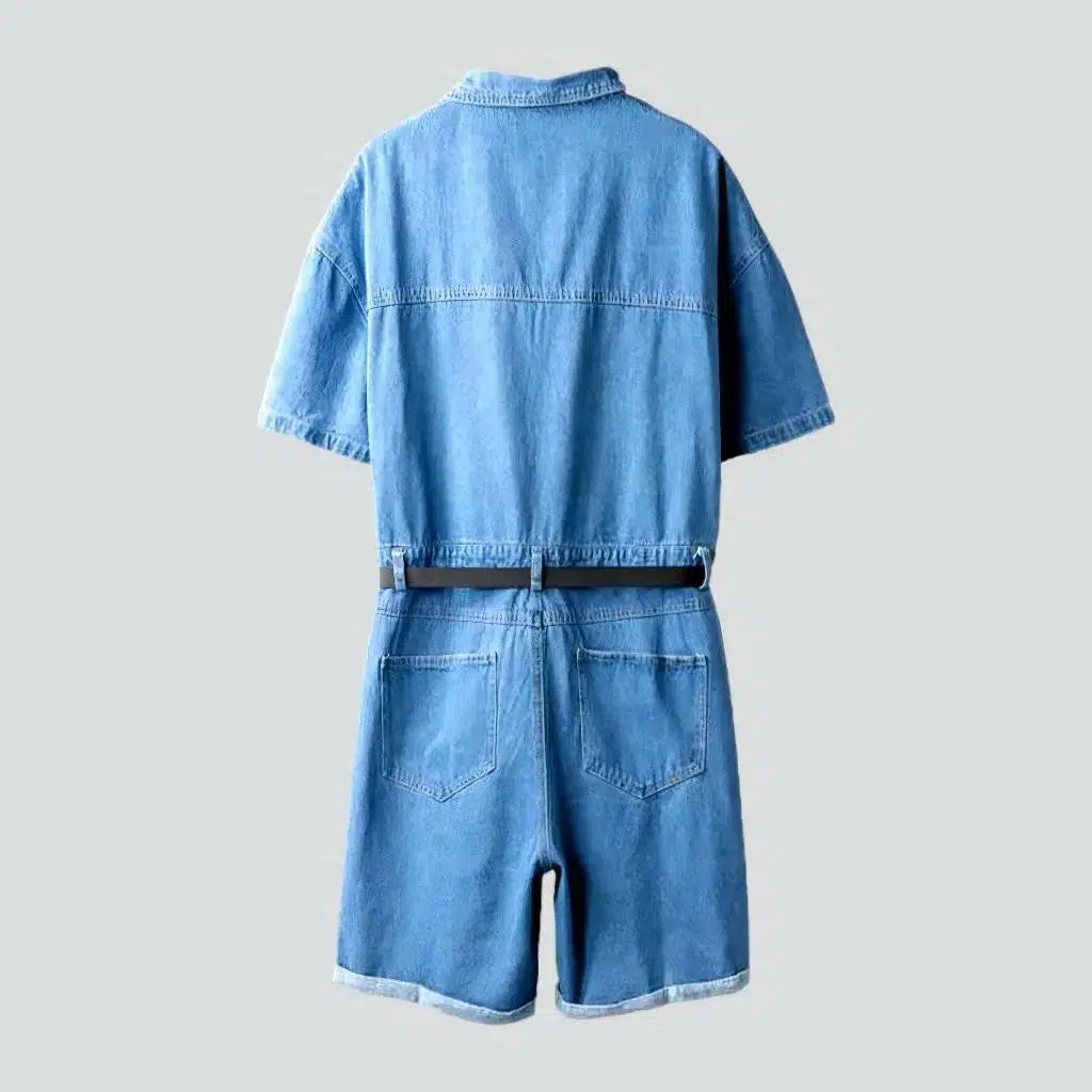 90s light-wash men's denim jumpsuit