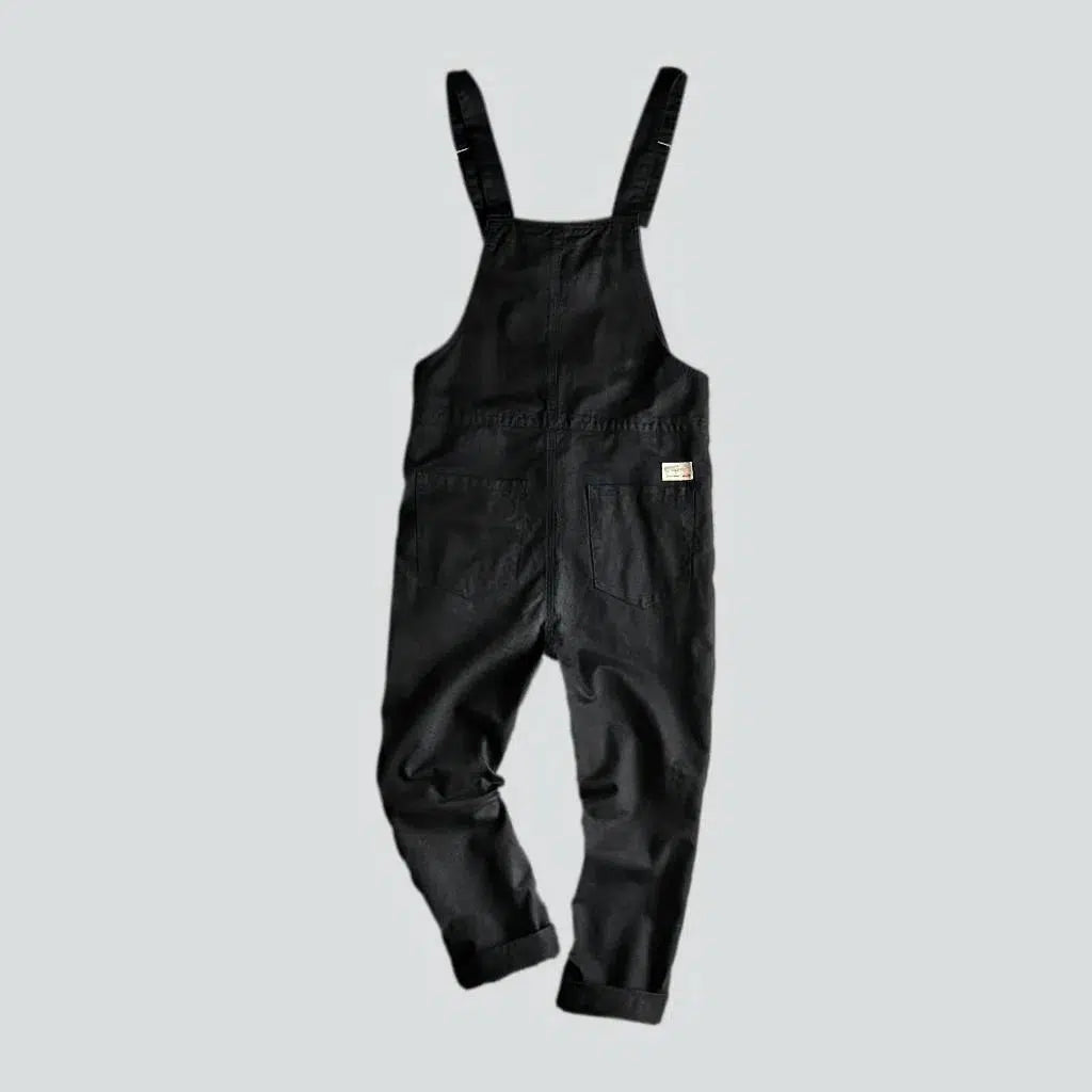 Men's black baggy denim overall