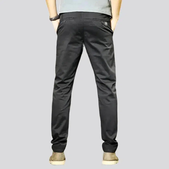 Mid-waist slim men's jeans pants