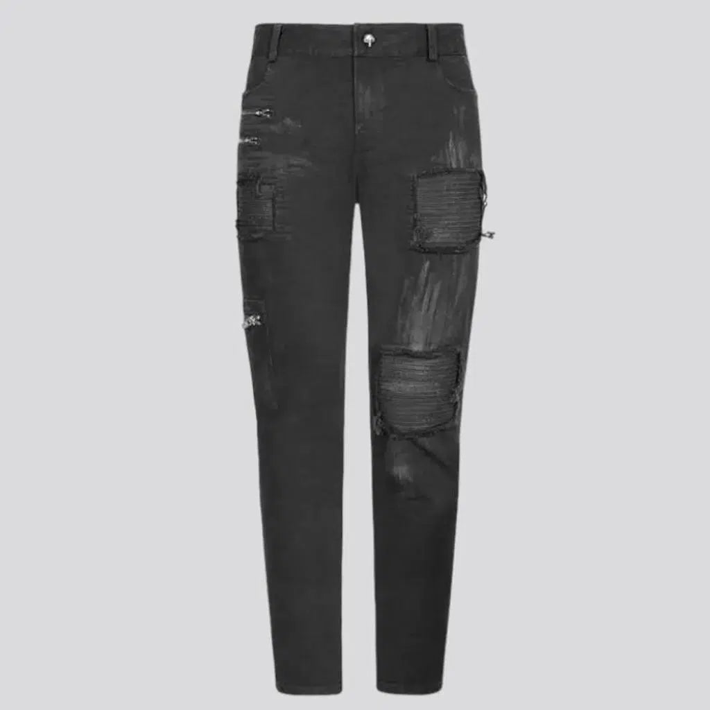 Distressed men's gothic jeans