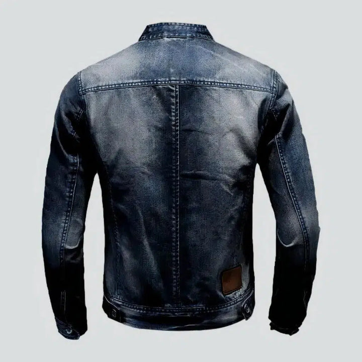 Dark-wash riding denim jacket
 for men