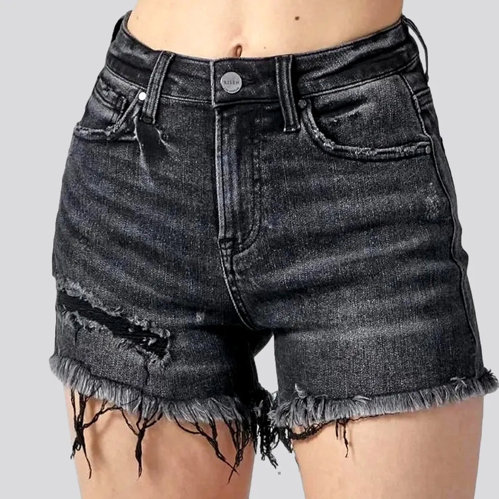 High-waist frayed-hem jeans shorts for women | Jeans4you.shop