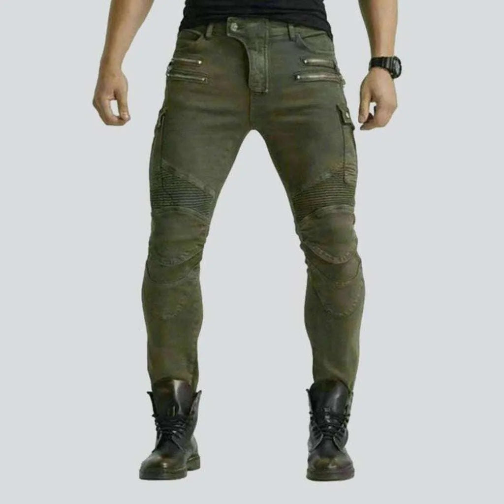 Khaki biker jeans for men | Jeans4you.shop