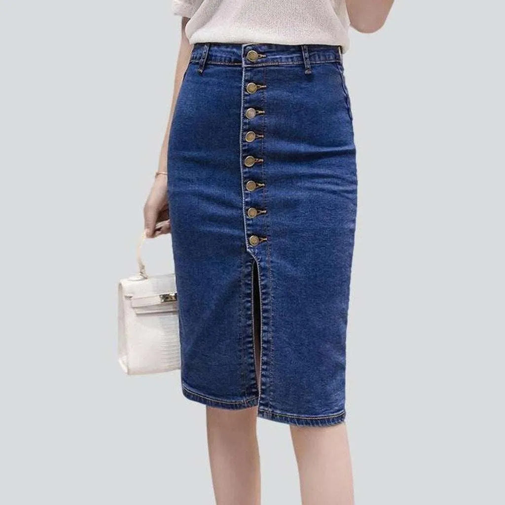 Knee-length buttoned denim skirt | Jeans4you.shop