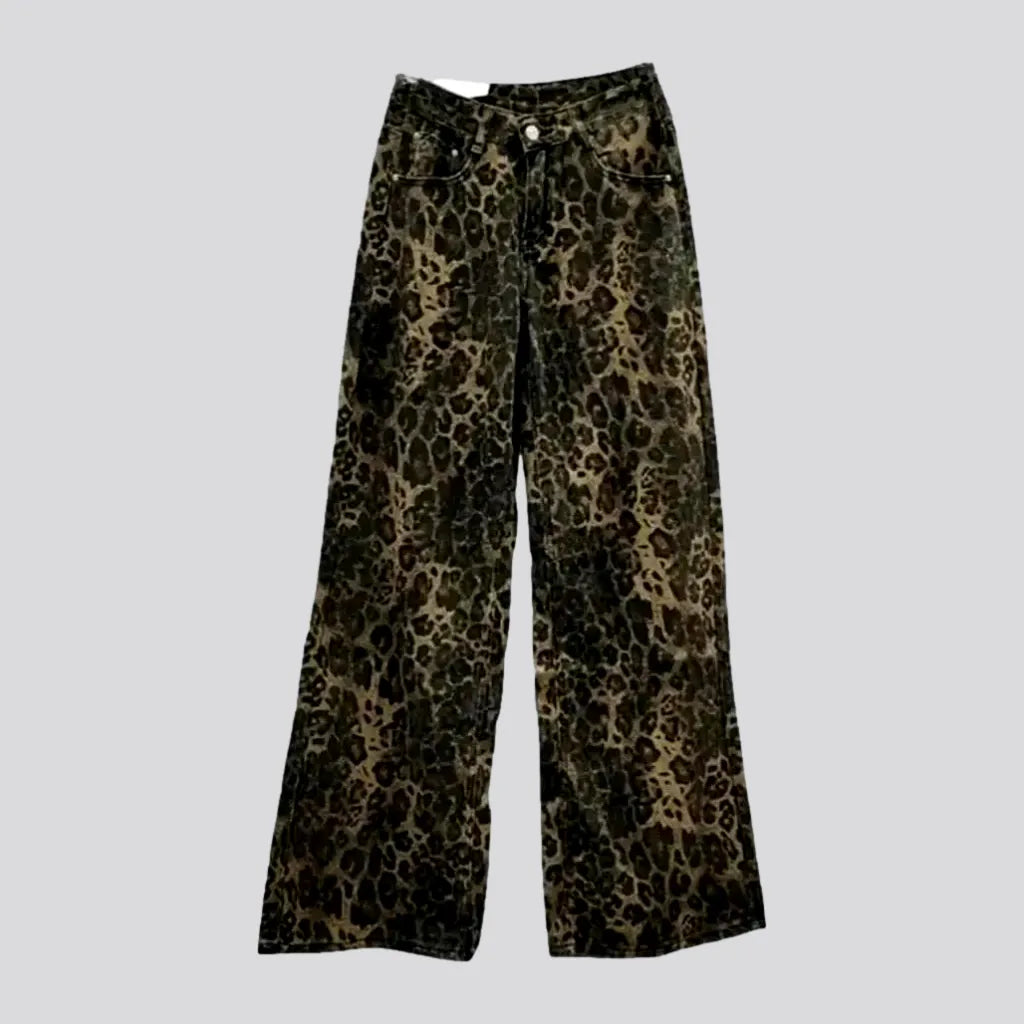 Leopard-print painted jean pants for ladies | Jeans4you.shop