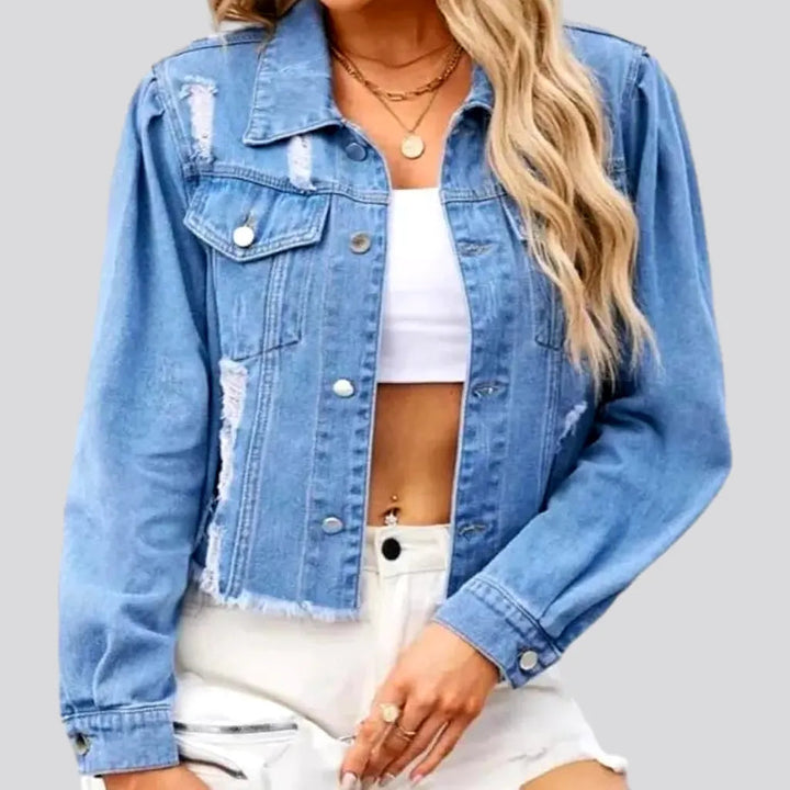 Light-wash distressed denim jacket | Jeans4you.shop