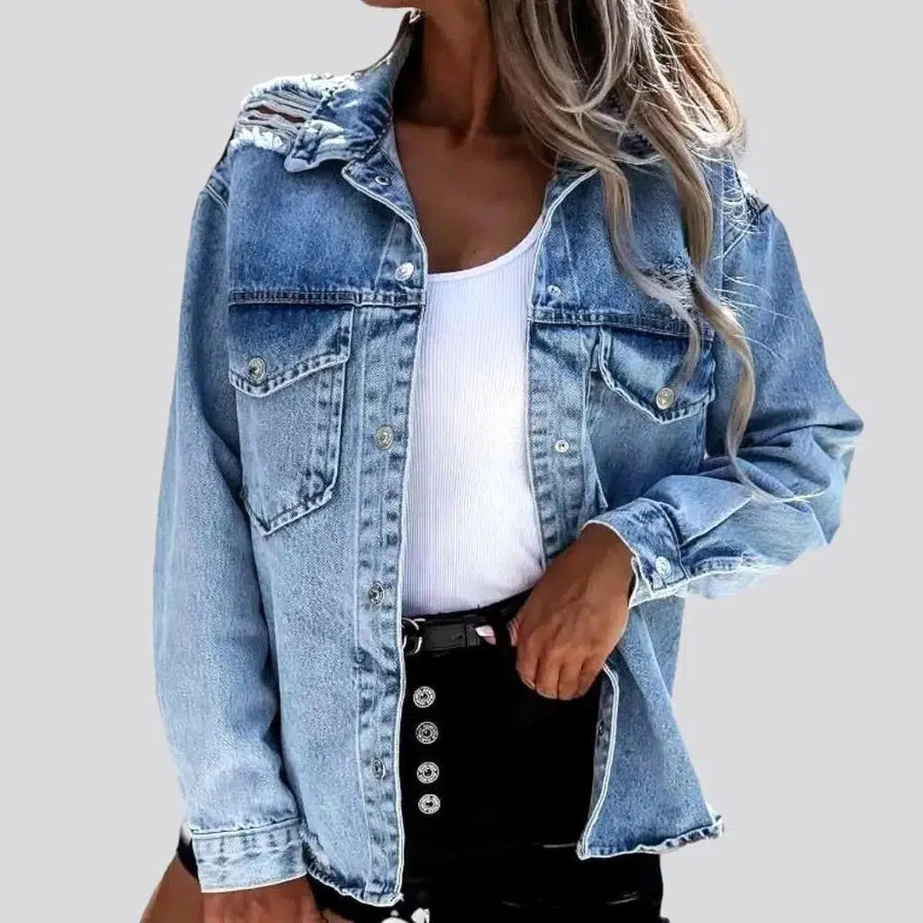 Light-wash oversized denim jacket | Jeans4you.shop