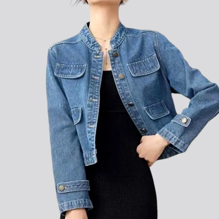 Medium-wash short jeans jacket | Jeans4you.shop