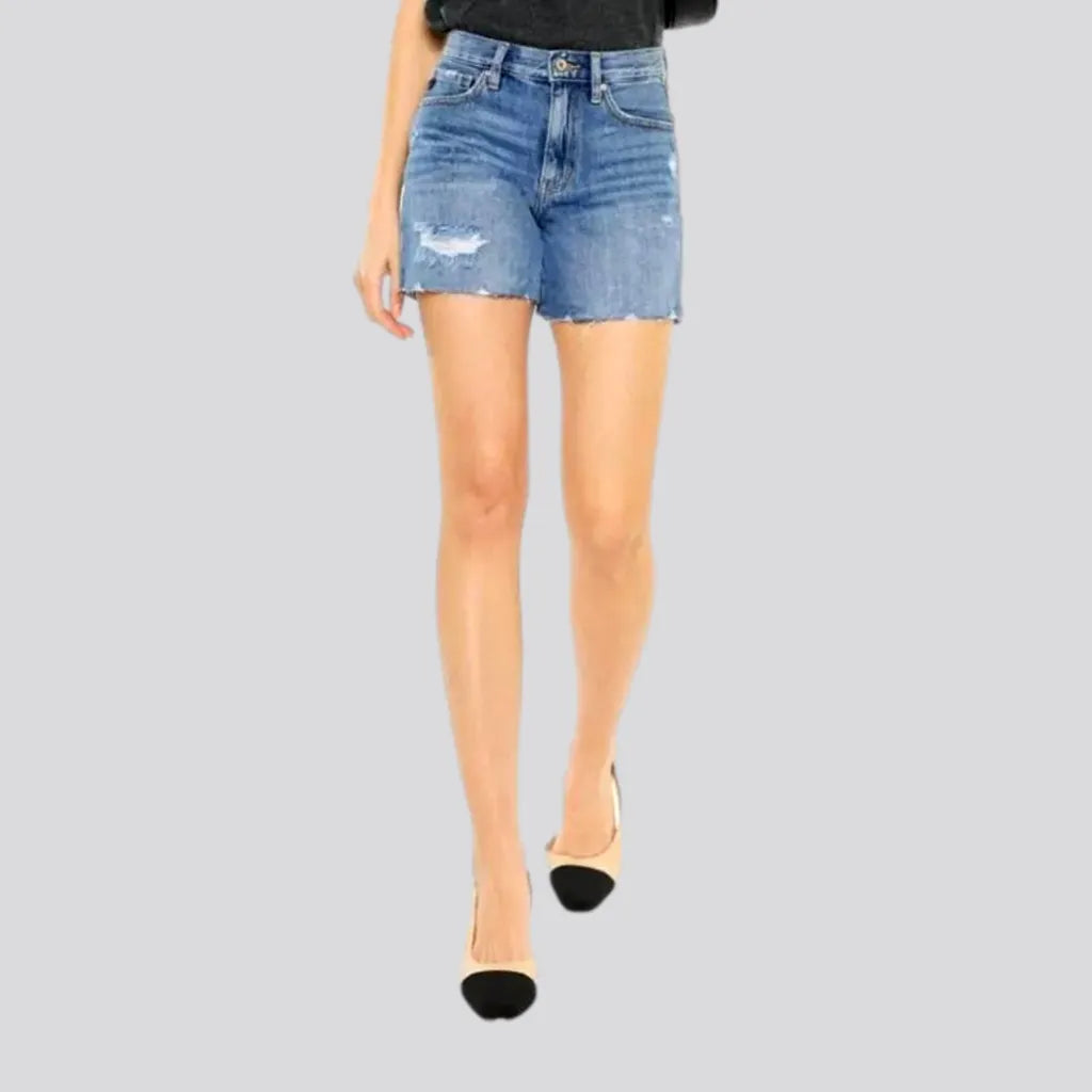 Medium-wash whiskered jeans shorts for women | Jeans4you.shop