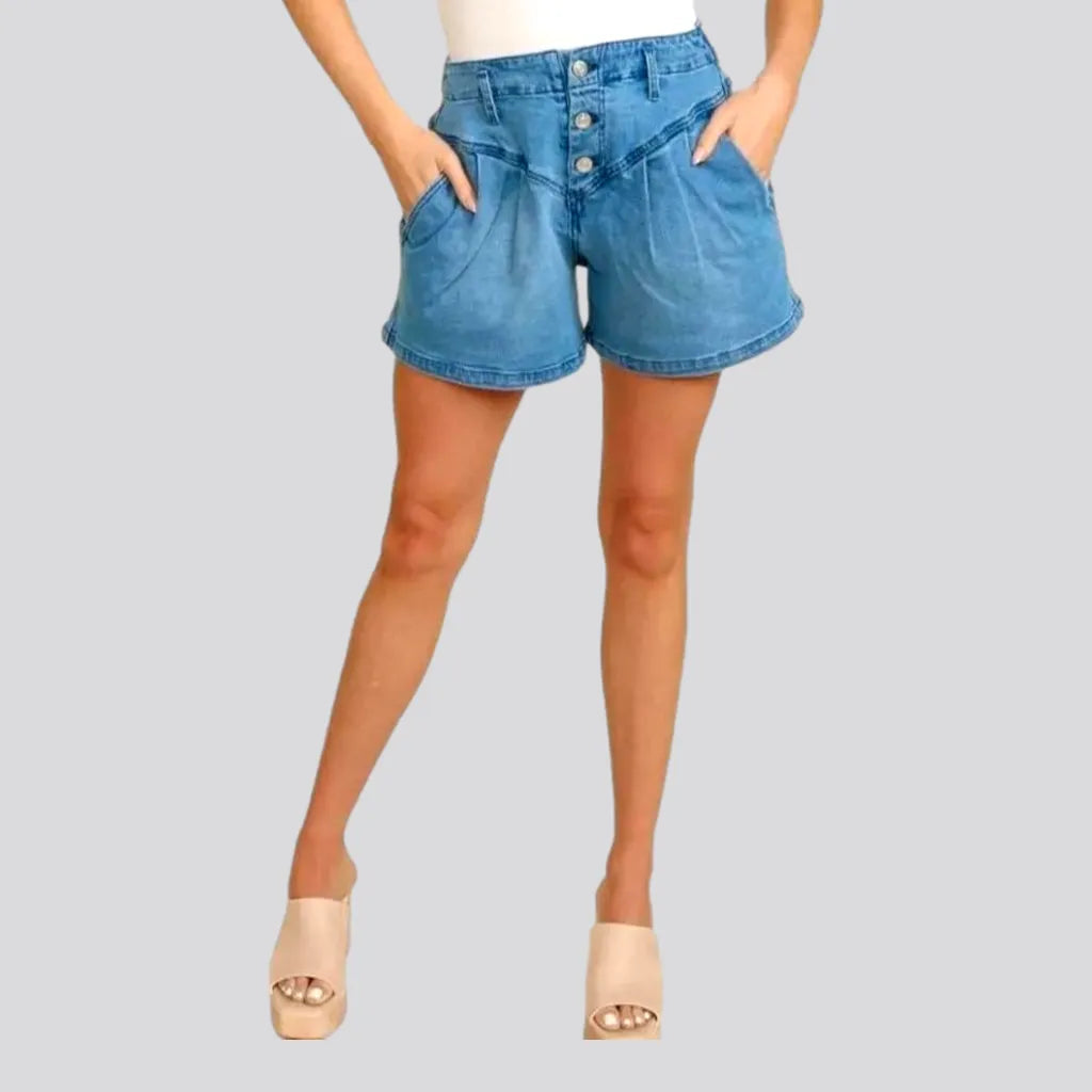 Medium-wash wide-leg women's denim shorts | Jeans4you.shop