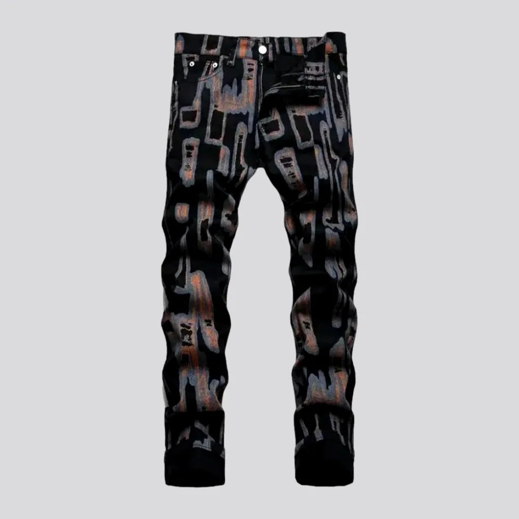 Mid-waist men's digital-print jeans | Jeans4you.shop