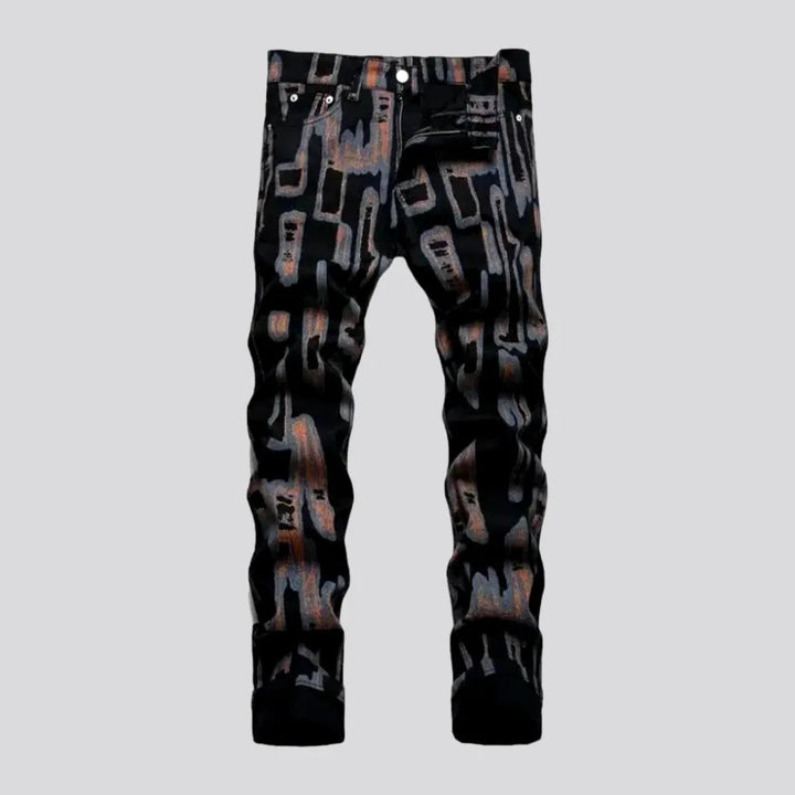 Mid-waist men's digital-print jeans | Jeans4you.shop