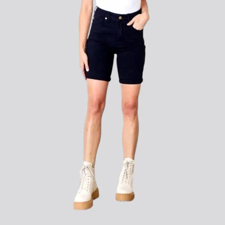 Navy monochrome jean shorts for women | Jeans4you.shop