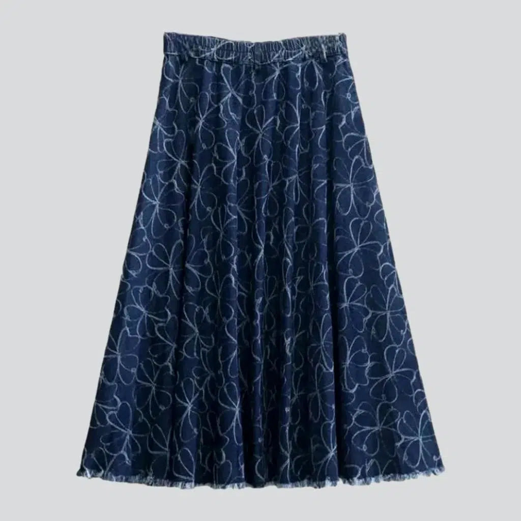 Raw-hem boho jeans skirt
 for ladies