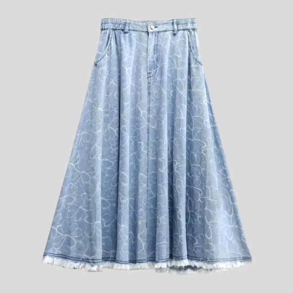 Ornament embroidered denim skirt for women | Jeans4you.shop