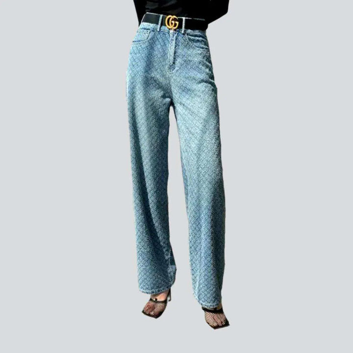 Ornament embroidery wide women's jeans | Jeans4you.shop