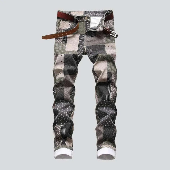 Patchwork print men's jeans | Jeans4you.shop