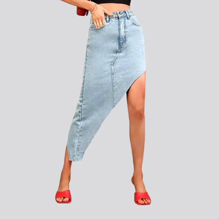 Raw-hem light-wash jeans skirt for ladies | Jeans4you.shop