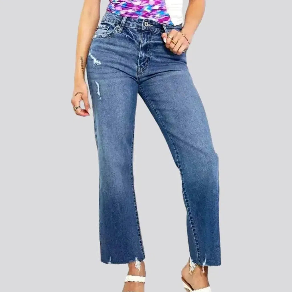 Raw-hem medium women's wash jeans | Jeans4you.shop