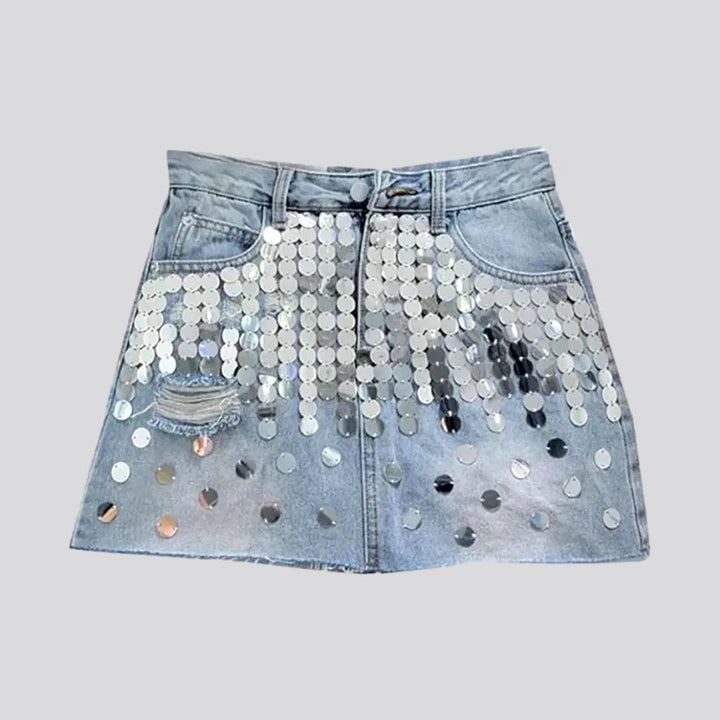 Raw-hem shiny women's denim skort | Jeans4you.shop