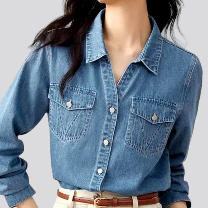 Regular light-wash denim shirt for ladies | Jeans4you.shop