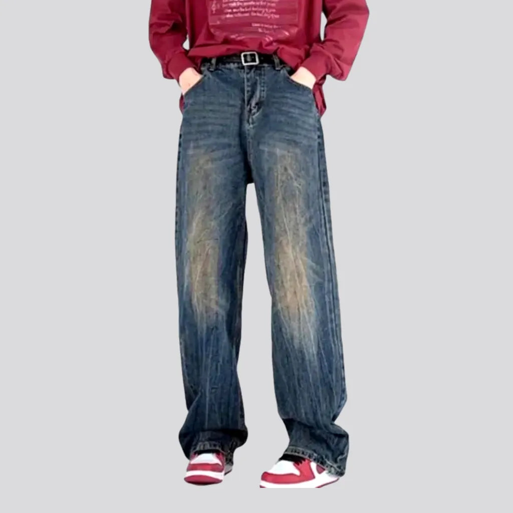 Rock-washed men's baggy jeans | Jeans4you.shop