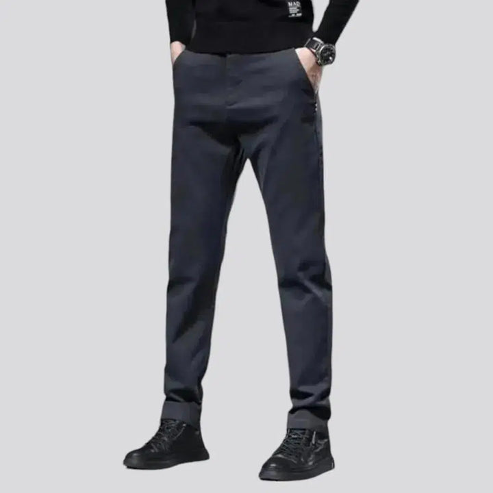 Dark men's mid-waist jeans