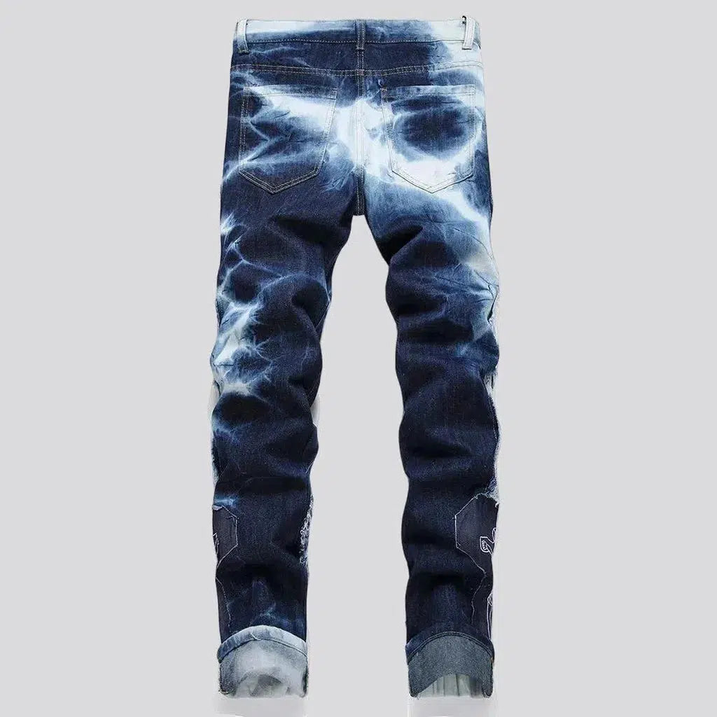 Distressed tie-dyed jeans
 for men